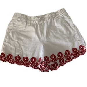 J Crew medium white linen blend embroidered eyelet scalloped hem shorts medium